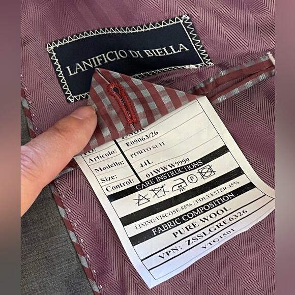 Zanetti Lanificio Di Biella Men's Gray Porto Suit Jacket 44L NWT MSRP $395 - Picture 7 of 12